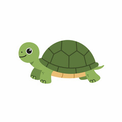 Cute Turtle Cartoon Illustration for Kids Coloring Book