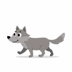 Cute Wolf Cartoon Illustration for Kids Coloring Book