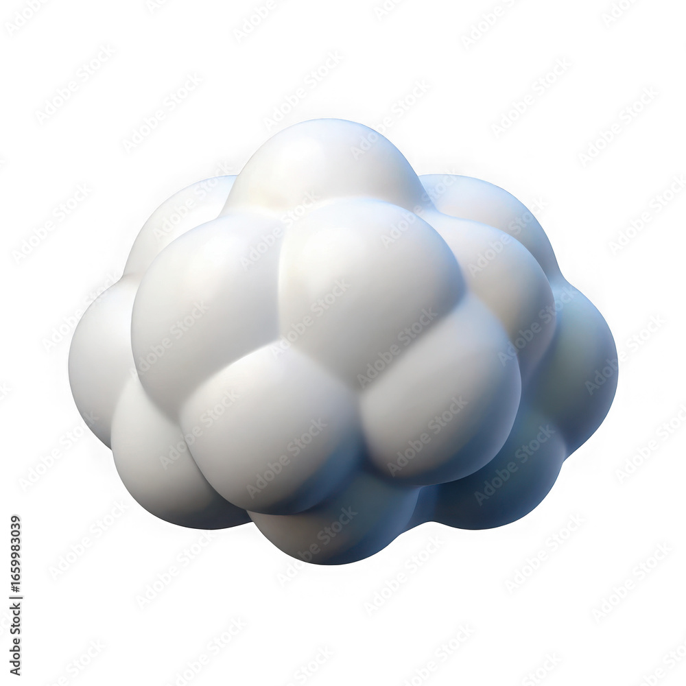 Poster 3d rendered white cloud shape with soft shadows on black background isolated isolated on a transpare