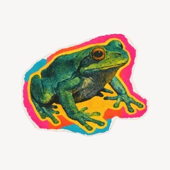 Obraz premium Colorful vibrant retro frog illustration.
