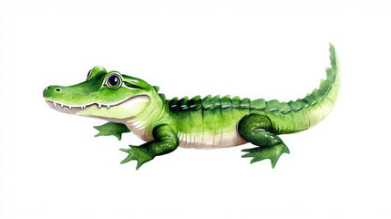 Green crocodile laying on its back