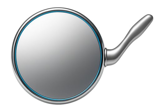 Round convex side mirror with chrome-plated housing and manual adjustment lever