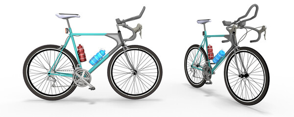 3d Set Kollektion Karbonfaser Rennrad auf transparenten Hintergrund, freigestellt