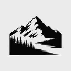 Fototapeta premium Mountain Landscape Silhouette Art