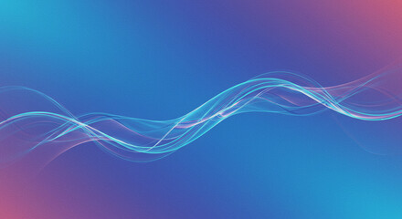 An ethereal, flowing, and dynamic abstract design featuring a gradient of blues and purples, with a wispy, luminous, and undulating form, creating a sense of movement and depth.