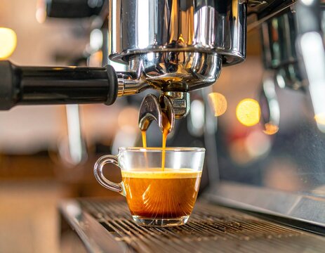 Maquina de Café espresso, realizando un café cremoso
- Powered by Adobe