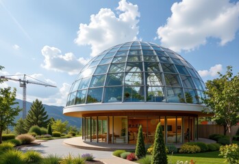 Obraz premium glass domes enhance green building performance by combining daylight harvesting thermal insulation ventilation channels and shading devices ensuring energy efficiency and environmentally responsible a