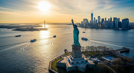 Statue of Liberty Aerial Shot