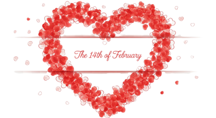 Love valentine background with red petals of hearts on transparent background. Vector banner, postcard, background.The 14th of February. PNG image


