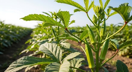Okra Plant Field