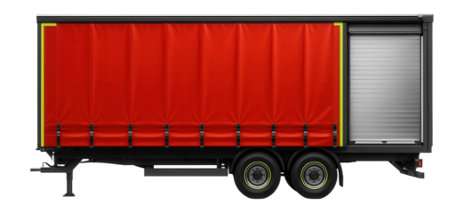 Curtain-sided semitrailer with rear roller shutter door and side curtain access