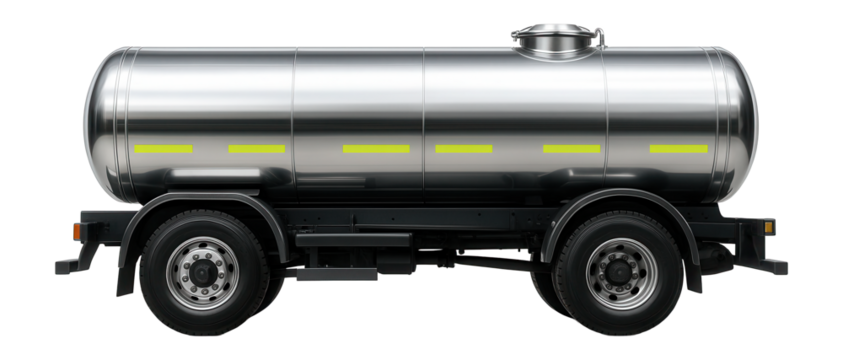 Gas tanker with reflective safety decals and top-mounted emergency vent