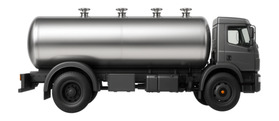 Heavy-duty gas transport truck with wide wheel arches and pressure release valves