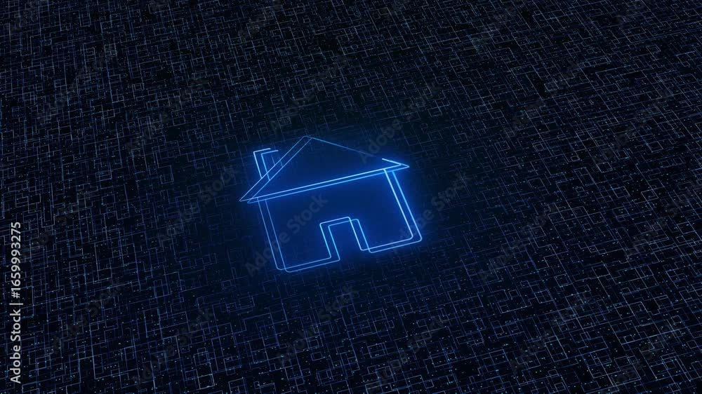 Poster home iot smart house ai symbol digital concept. cyber technology and computer network background. ab