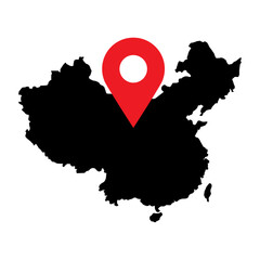 China Black Vector Map With Share Location