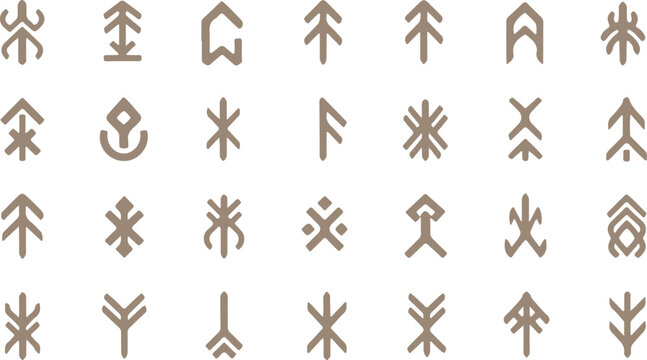 Collection of ancient nordic runes and symbols
