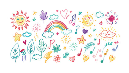 Cheerful doodles in multicolor sketch style vector