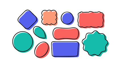 Colorful abstract shapes doodle collection blue