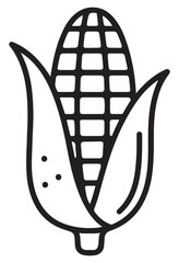 Simple outline drawing of a corn cob with leaves