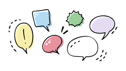Colorful hand drawn speech bubbles talk bubble chat bubble