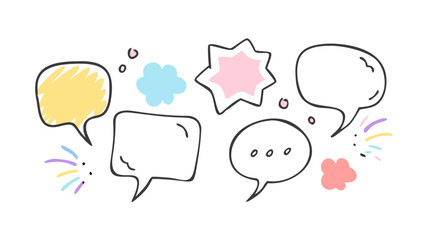 Colorful hand drawn speech bubbles conversation communication