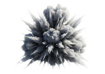 Massive White Smoke and Dust Explosion on Black Background