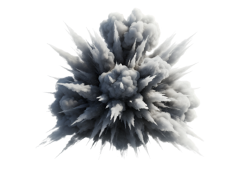 Massive White Smoke and Dust Explosion on Black Background