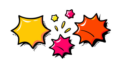 Comic style explosion shapes speech bubbles yellow