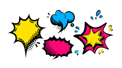 Comic style speech bubbles and shapes explosion pop art