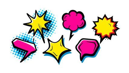 Comic style speech bubbles and shapes pop art graphic