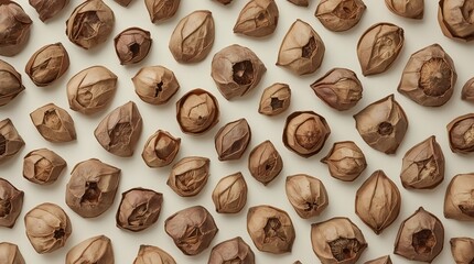 Dried Lotus Seed Pods in Grid Pattern with Organic Texture