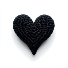 black heart Crochet isolated on white background