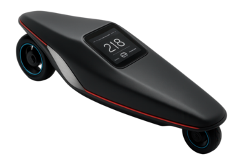 High-performance console racer with aerodynamic design and digital display