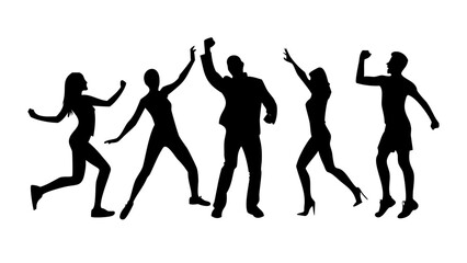 Diverse people dancing joyfully silhouettes celebration