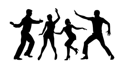 Dynamic couple dancing latin rhythm latin dance silhouette