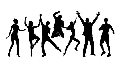 Energetic man dancing with arms raised silhouette movement