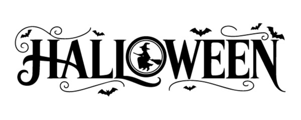Happy Halloween Text Banner Vector – Spooky Black Halloween Design