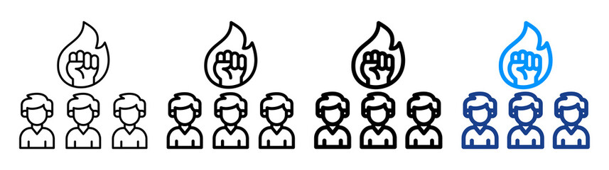 Team Spirit Icon Different Style Outline Collection Set