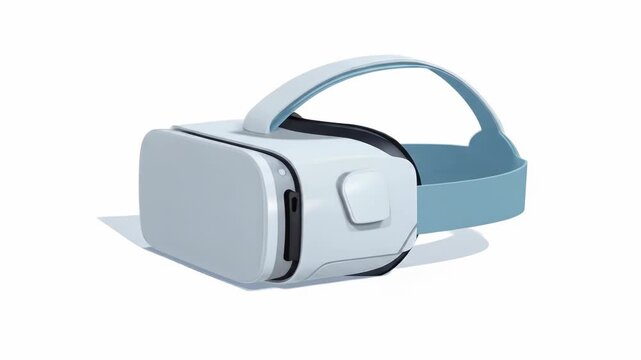 White VR headset with pale blue accents on a white background