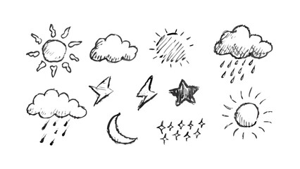 Hand Drawn Weather Icons clouds rain