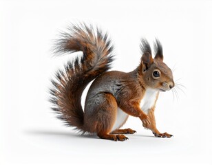 Red Squirrel Sitting Isolated