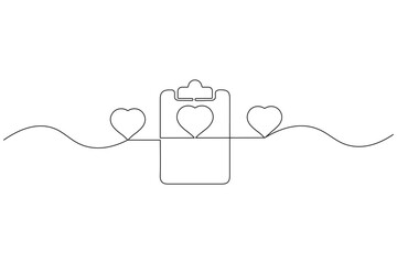 Clipboard continuous one line drawing minimalist outline vector illustration
