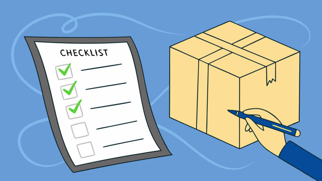Package Being Signed with Checklist and Pen.