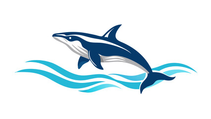 Majestic blue whale breaching ocean waves vector