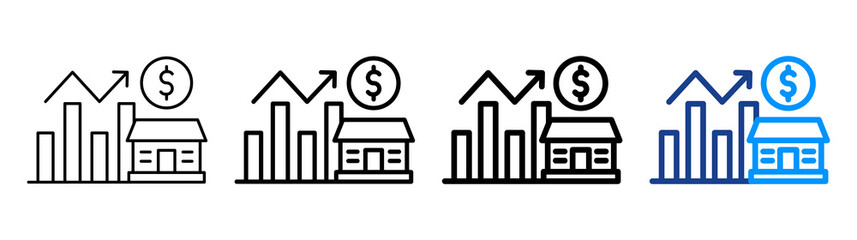Real Estate Investment Icon Different Style Outline Collection Set