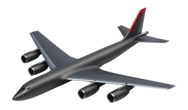 Long-range strategic bomber with six engines and distinctive tail fin