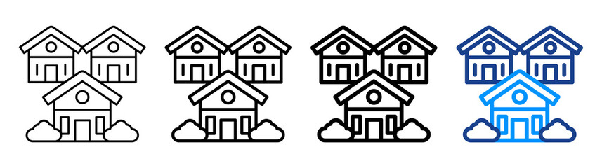 Residential Icon Different Style Outline Collection Set