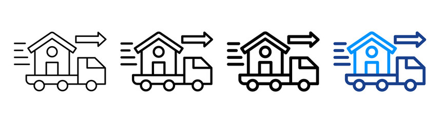 Moving Home Icon Different Style Outline Collection Set