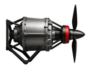 Turboprop engine with a rugged, angular design and reinforced support struts