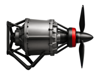 Turboprop engine with a rugged, angular design and reinforced support struts